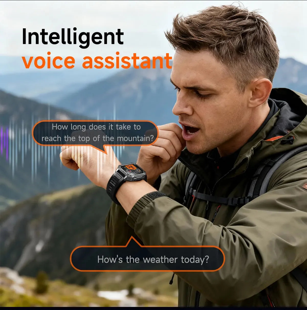 Robust military smart watch 1400Mah battery fitness tracking 10ATM waterproof tactical sports flashlight men's phone watch - Wear444