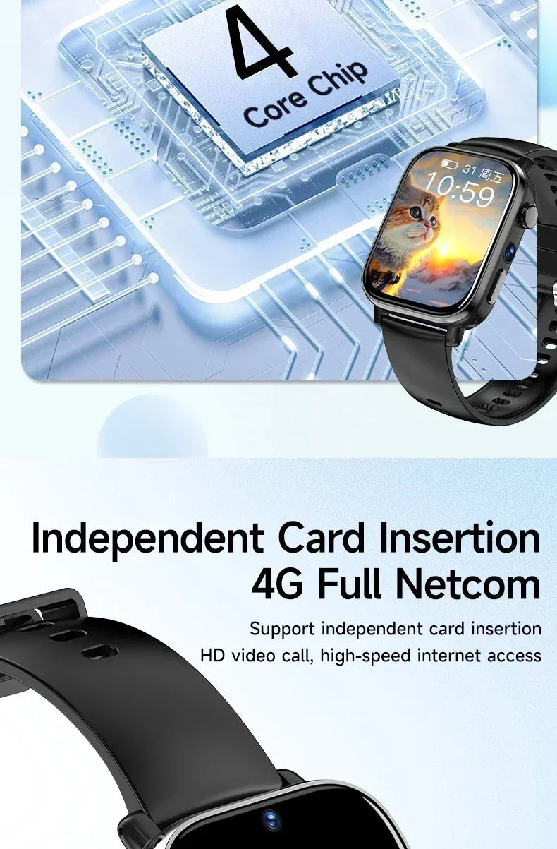 i1 Android Smartwatch with Full 4G/5G SIM Support, HD Camera, GPS, NFC, and Google Play Store，Sport Design for Men Women - Wear444