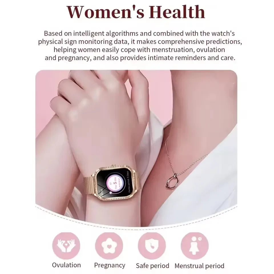 2026New Women Fashion Smartwatch HD Curved Screen Female Menstrual Tracking Waterproof Sports Fitness Bluetooth Call Smart Watch - Wear444