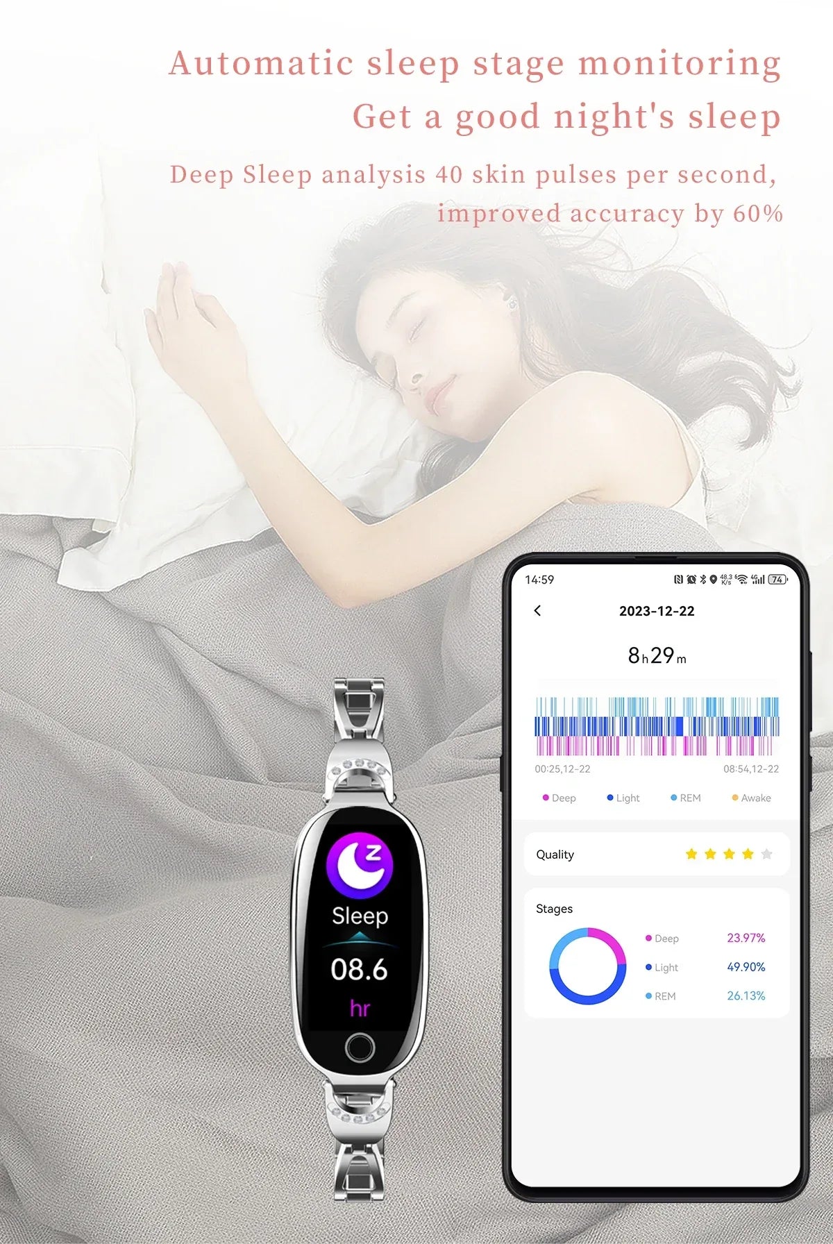 Fashion Smart Watch for Women With Metal Case Strap Bluetooth Calls Femel Menstrual Reminder Heart Rate Blood Pressure Monitor - Wear444