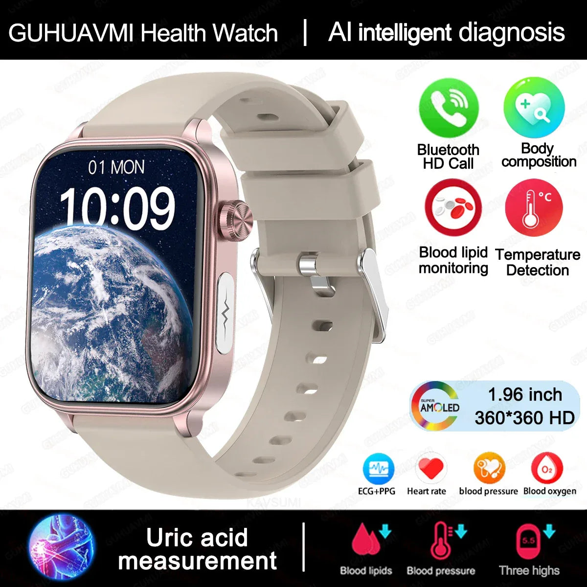 2025 New ECG+PPG Monitoring Smart Watch Women Blood pressure Blood Lipid Uric Acid Women Menstrual Health Tracker Smartwatches - Wear444