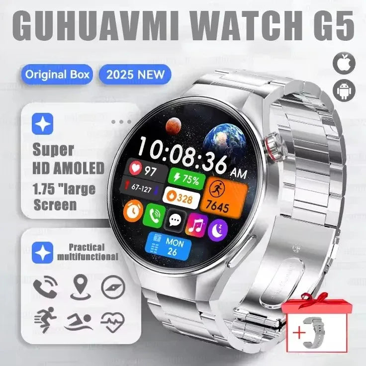 2025 New Originl Watch G5 PlUS Smart Watch 1.75" HD AMOLED Screen GPS track Heart Rate Bluetooth Call Compass Smartwatch for Men - Wear444