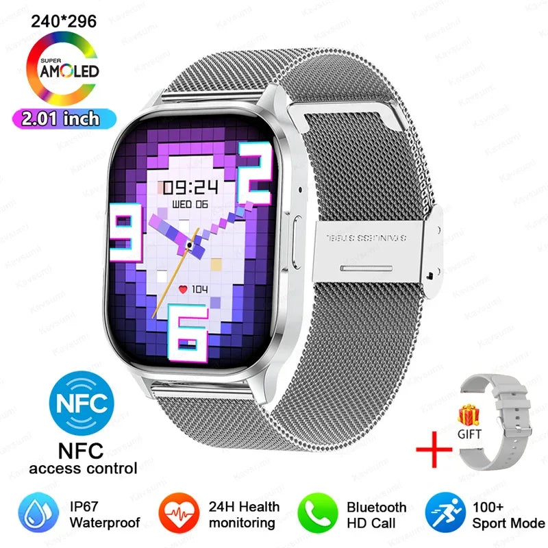 2025 NFC Smartwatch AMOLED Screen Always show Time Bluetooth Call Series 9 Clock Custom Dial Men Sport Health Women Smart Watch - Wear444