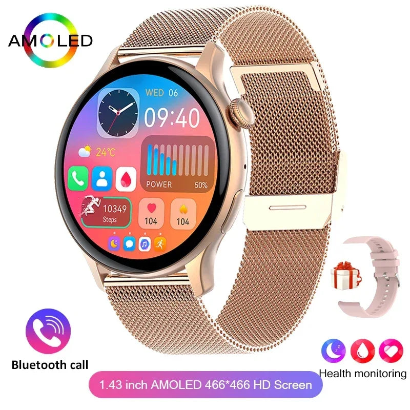 2026 New True AMOLED Smart Watch Ladies Screen Always Show Time 466*466 HD Health Tracker Voice Calling NFC Smartwatch Women - Wear444