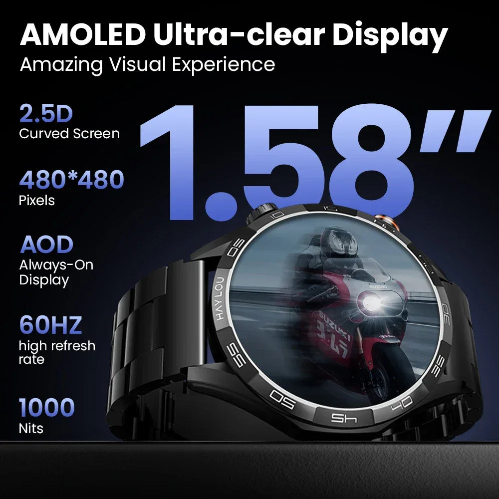 HAYLOU Solar 5 Voice Calling Smartwatch 1.58'' AMOLED Display 60Hz Smart Watch 24H Health Monitoring Sports Smartwatch for Men - Wear444