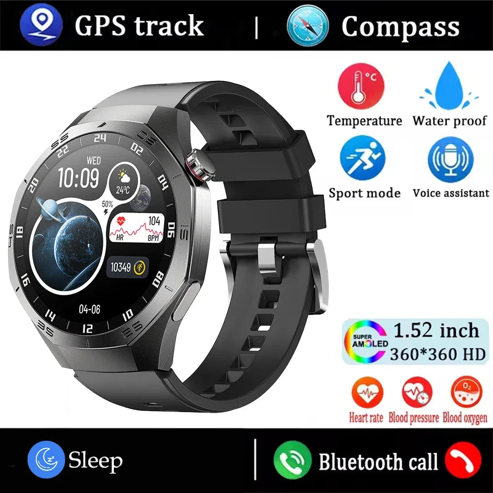 2025New For Android and ios Smart Watch Men AMOLED Screen GPS Motion trajectory Heart Rate Bluetooth Calls SmartWatch Waterproof - Wear444