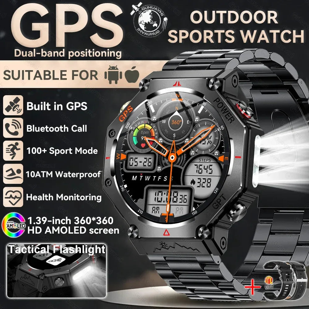 Military Smart Watch T-Rex 3 Bulit-in GPS Compass Altimeter Barometric 10ATM IP69K Waterproof AMOLED Bluetooth Call Smart watch - Wear444