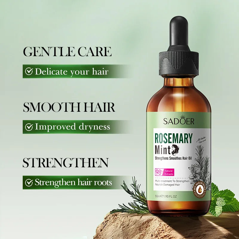 Hair Growth Essential Oil Rosemary Mint Hair Strengthening Oil Nourishing Treatment for Split Ends and Dry Organics Hair Care