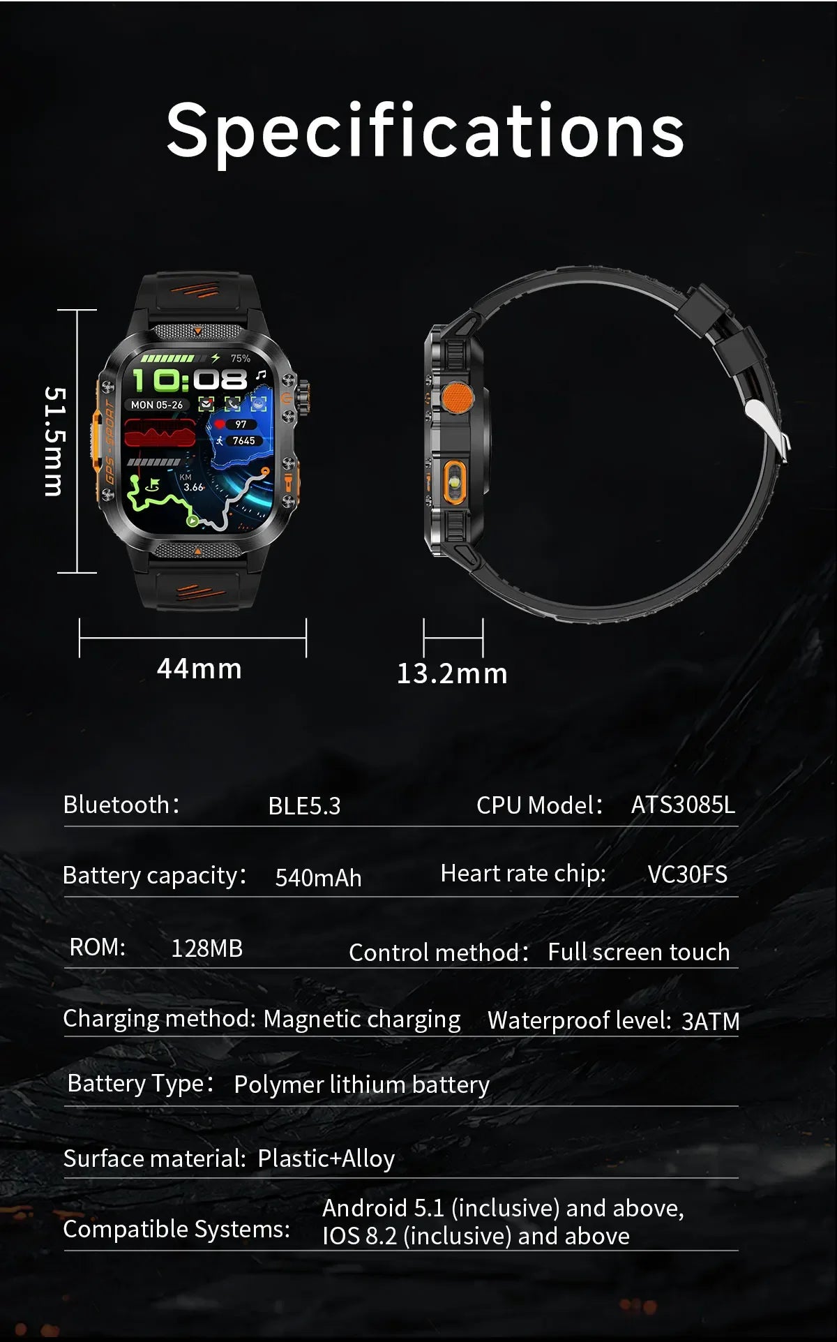 2025 New GPS Military Outdoor Sports Smart Watch Men 2.01-inch AMOLED 3ATM IP69K Waterproof Compass Call Swim Fitness Smartwatch - Wear444