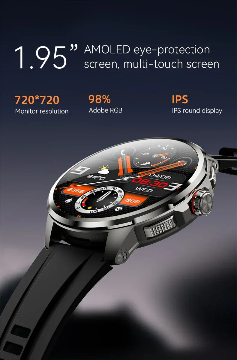 8GB+128GB RAM 5G/4G Smart Watch 1.95 inch AMOLED 2100mah Battery 900W Camera GPS WIFI Google APP Download Android 9.0 Smartwatch - Wear444
