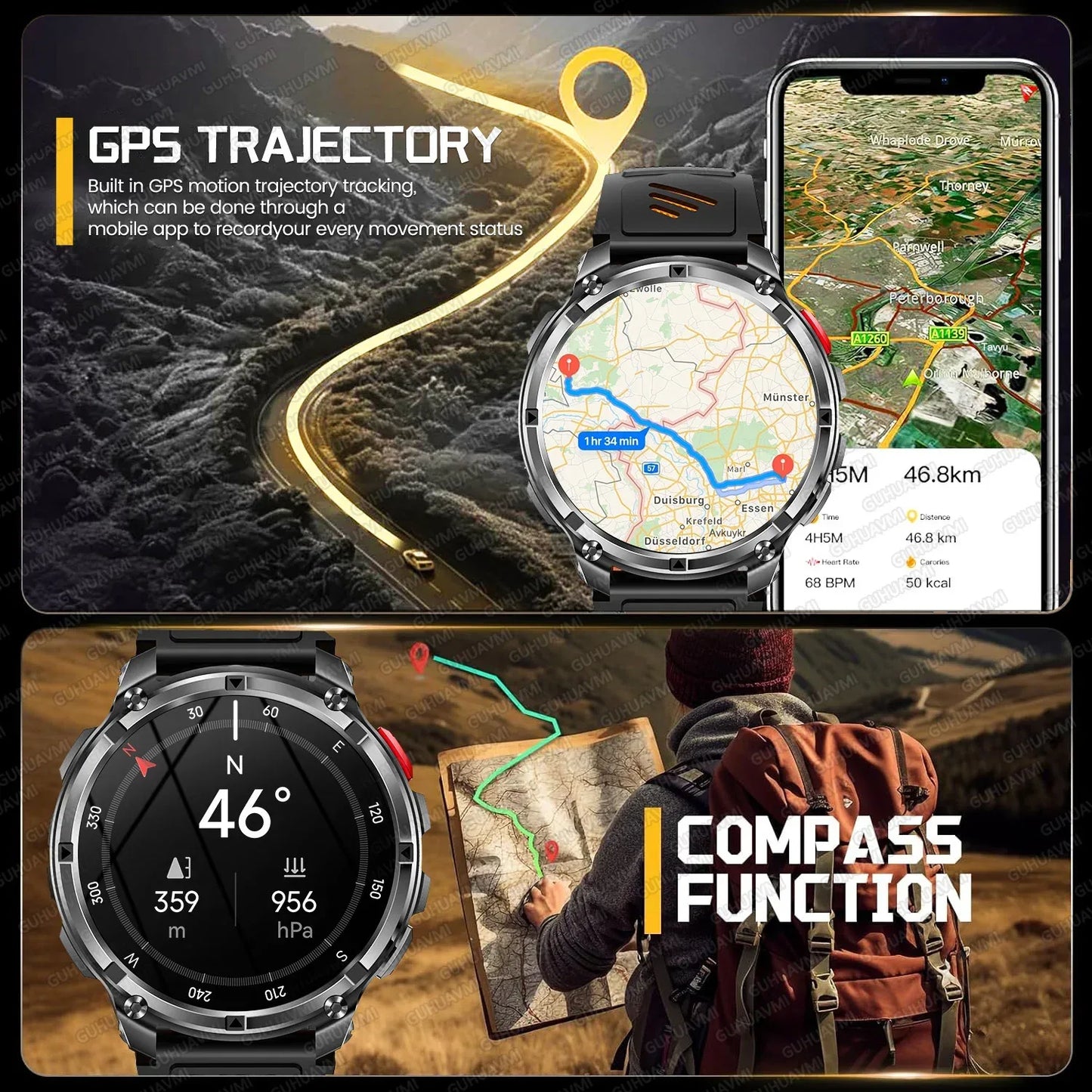 2026 New T-Rex3 Ultra 1100mAh Battery Smart Watch GPS Track Compass IP69K Waterproof Sports tracker Outdoors Military Smartwatch - Wear444