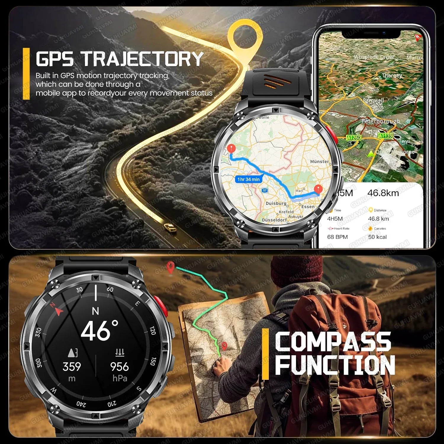2026 New T-Rex3 Ultra 1100mAh Battery Smart Watch GPS Track Compass IP69K Waterproof Sports tracker Outdoors Military Smartwatch - Wear444