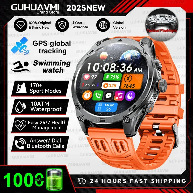 2025 New Military T-Rex 3 Ultra GPS Smart Watch 1000mAh Battery 10ATM Waterproof Compass Flashlight Sports trackr Smartwatch Men - Wear444