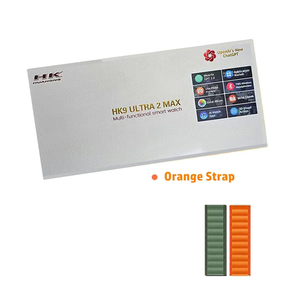 HK9 Ultra 2 MAX Gen4 AMOLED Screen Smart Watch 2GB ROM ChatGPT Local Music Album E-Book Connect TWS For IOS Android Smartwatch - Wear444