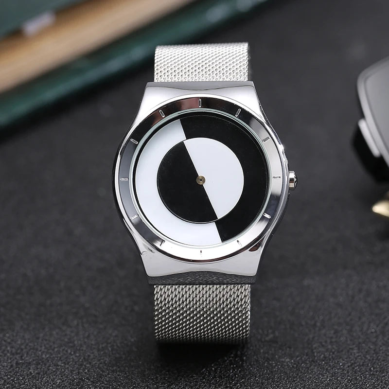 Creative Quartz Watches Men Top FASHION Brand Casual Stainless steel Mesh Band Unisex Watch Clock Male female Gentleman gift