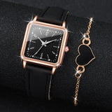 4PCS Fashion Minimalist Watch Luxury Men's and Women's Leather Belt Business Leisure Bracelet Quartz Watch