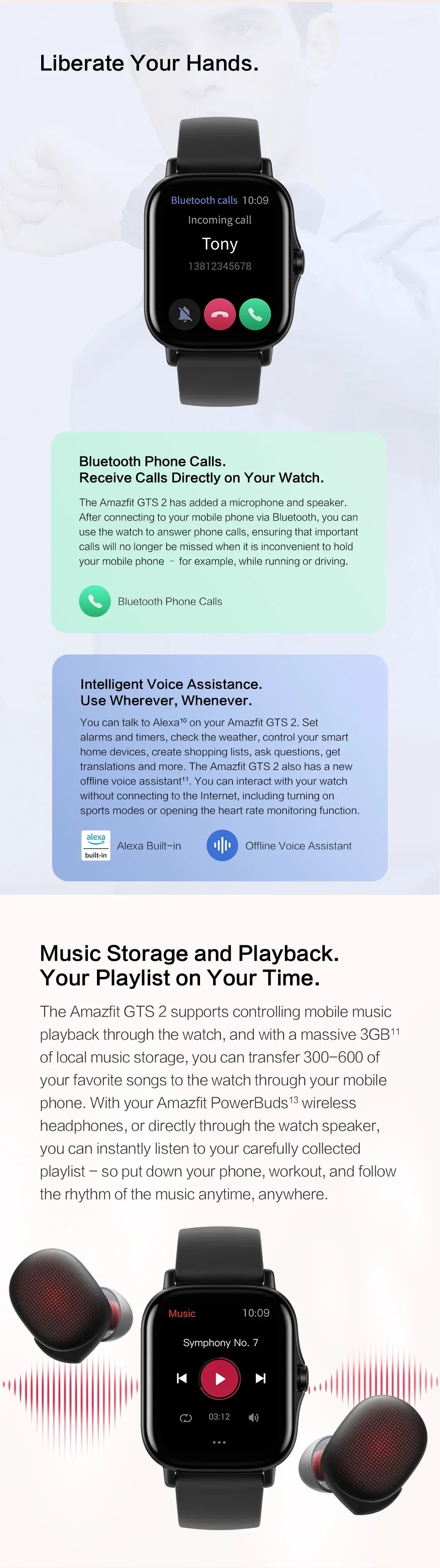 Amazfit GTS 2 Smartwatch 5ATM Waterproof All-round Health and Fitness Tracking Smart Watch ALEXA Built-In 95-90New Smart Watches - Wear444
