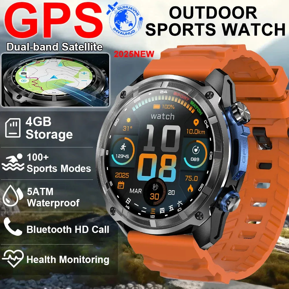 2025 New T-Rex Tactical Smartwatch Built-in GPS Offline Map 4GB Memory 5ATM IP69K Swimming Waterproof Men Militray Smart Bracele - Wear444