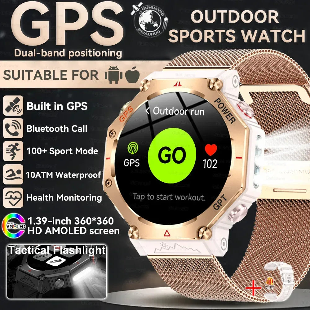 Military Smart Watch T-Rex 3 Bulit-in GPS Compass Altimeter Barometric 10ATM IP69K Waterproof AMOLED Bluetooth Call Smart watch - Wear444