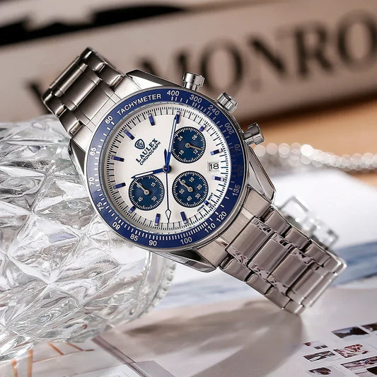 LAULEX Flame Red Quartz Chronograph — Automatic Date Watch — additional product photo 2 — Wear444