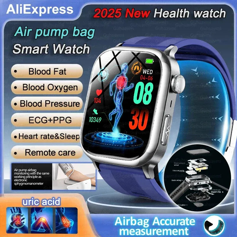 2025 New Ultra Air Bag SmartWatch Men Blood Fat ECG+PPG Blood Pressure Broadcast NFC HD BT Call Health Bracelet Woman - Wear444