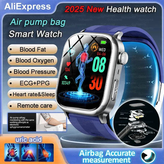 2025 New Ultra Air Bag SmartWatch Men Blood Fat ECG+PPG Blood Pressure Broadcast NFC HD BT Call Health Bracelet Woman - Wear444