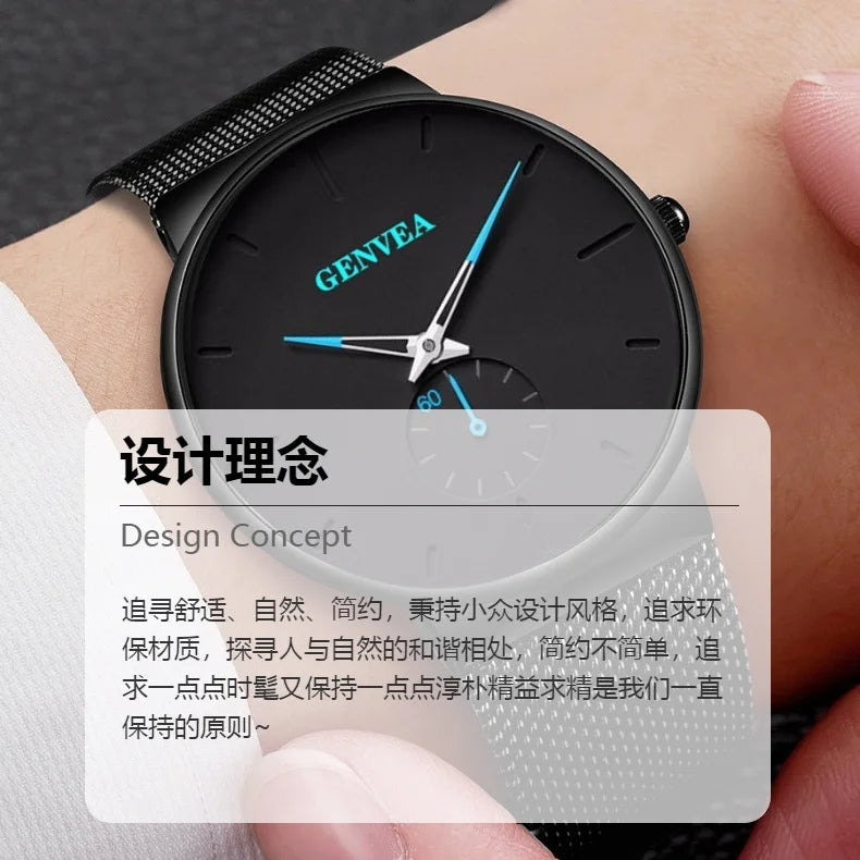2025 New Fashion Mens Watches Top Brand Luxury Quartz Watch Men Casual Slim Mesh Steel Waterproof Sport Watch Relogio Masculino