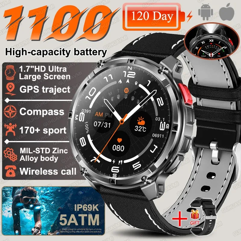 2026 New T-Rex3 Ultra 1100mAh Battery Smart Watch GPS Track Compass IP69K Waterproof Sports tracker Outdoors Military Smartwatch - Wear444