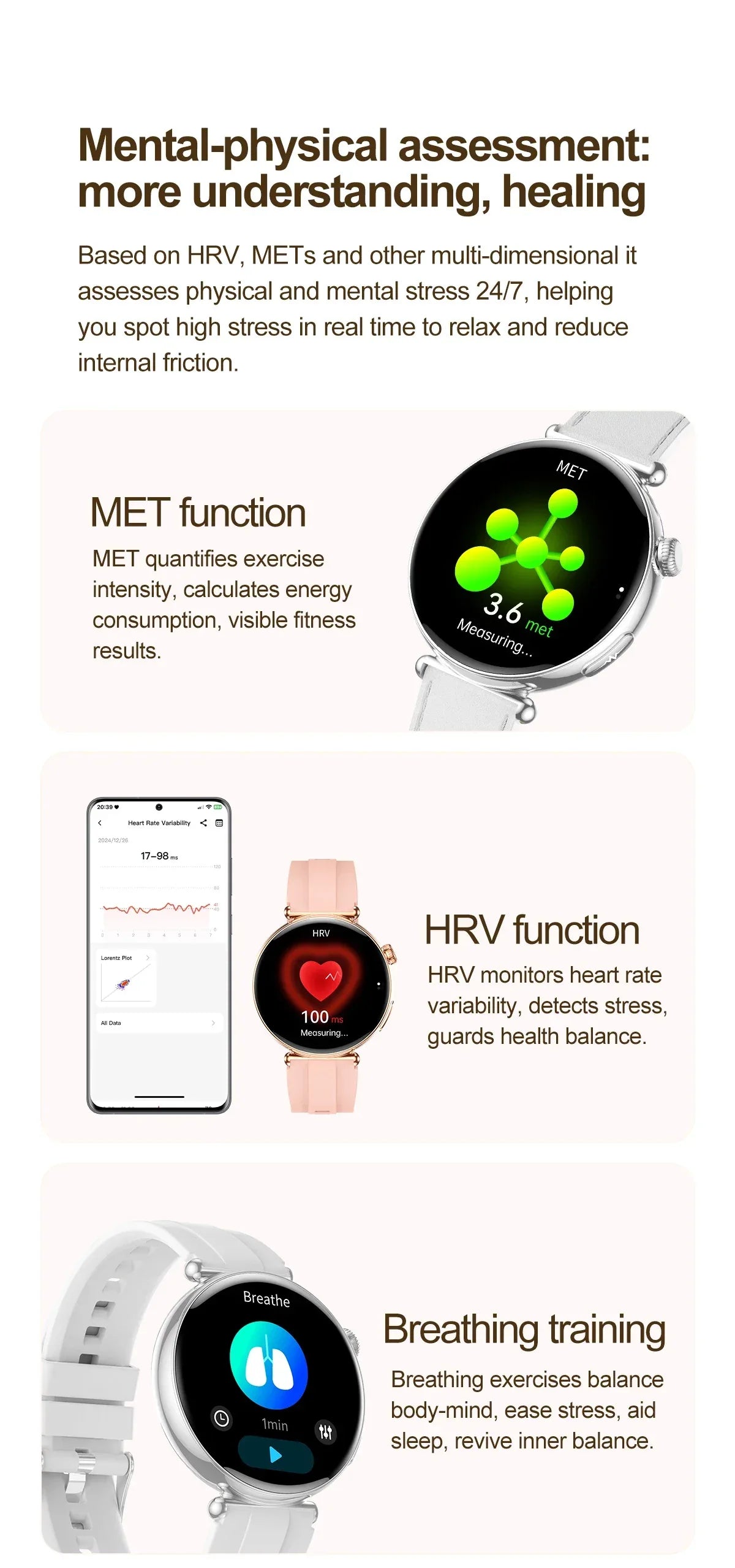 2026 New Women AI Smart Diagnosis Smart Watch HRV+ECG Uric Acid Blood Oxygen Health Monitor IP68 Waterproof Sports Smartwatches - Wear444