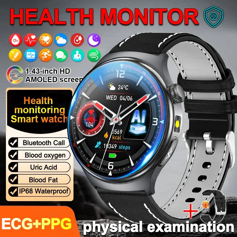 2026New Smart Watch Men Sport ECG Heart Rate Blood Pressure Health Diagnosis Uric acid Waterproof Smartwatches For Men women box - Wear444