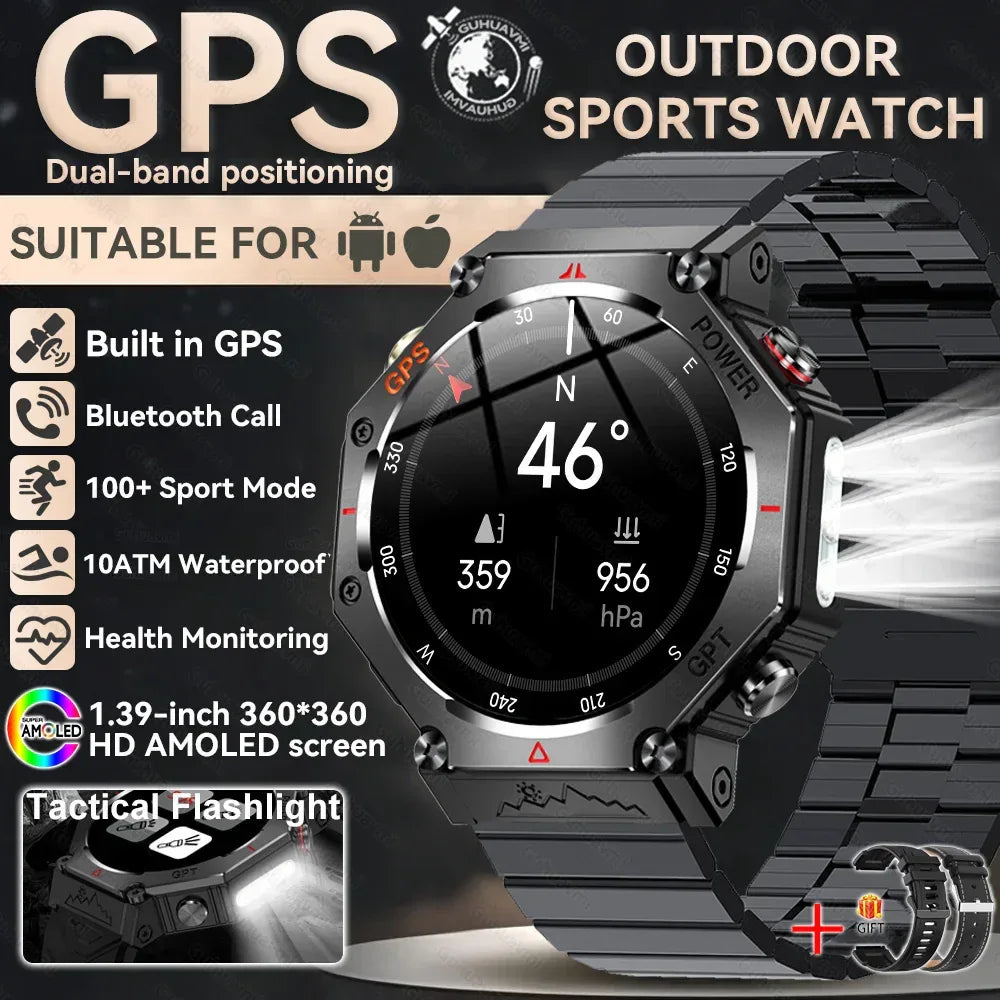 Military Smart Watch T-Rex 3 Bulit-in GPS Compass Altimeter Barometric 10ATM IP69K Waterproof AMOLED Bluetooth Call Smart watch - Wear444