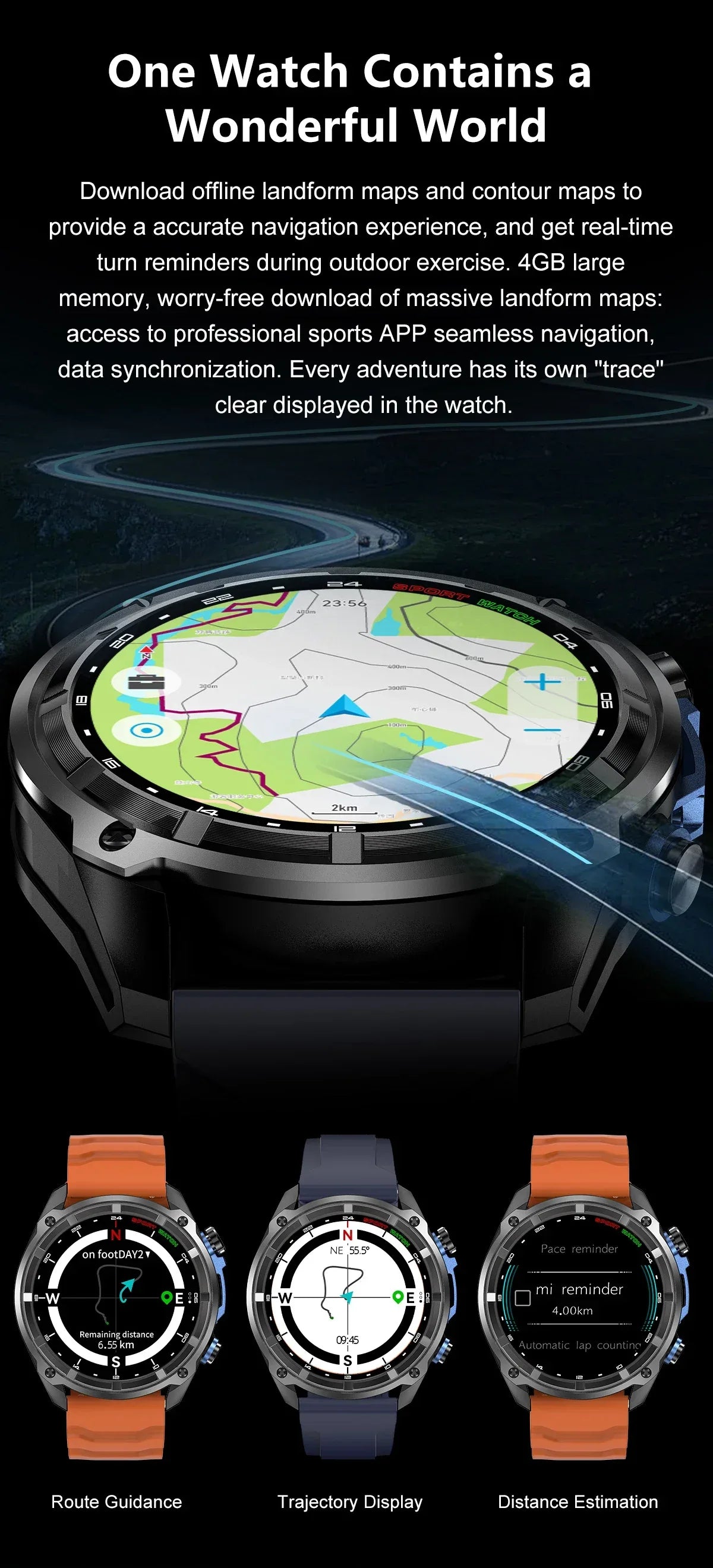2025 New T-Rex Tactical Smartwatch Built-in GPS Offline Map 4GB Memory 5ATM IP69K Swimming Waterproof Men Militray Smart Bracele - Wear444