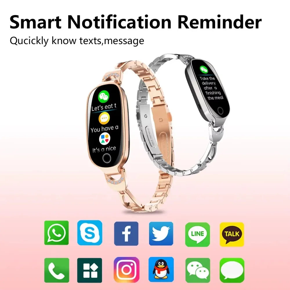 Fashion Smart Watch for Women With Metal Case Strap Bluetooth Calls Femel Menstrual Reminder Heart Rate Blood Pressure Monitor - Wear444