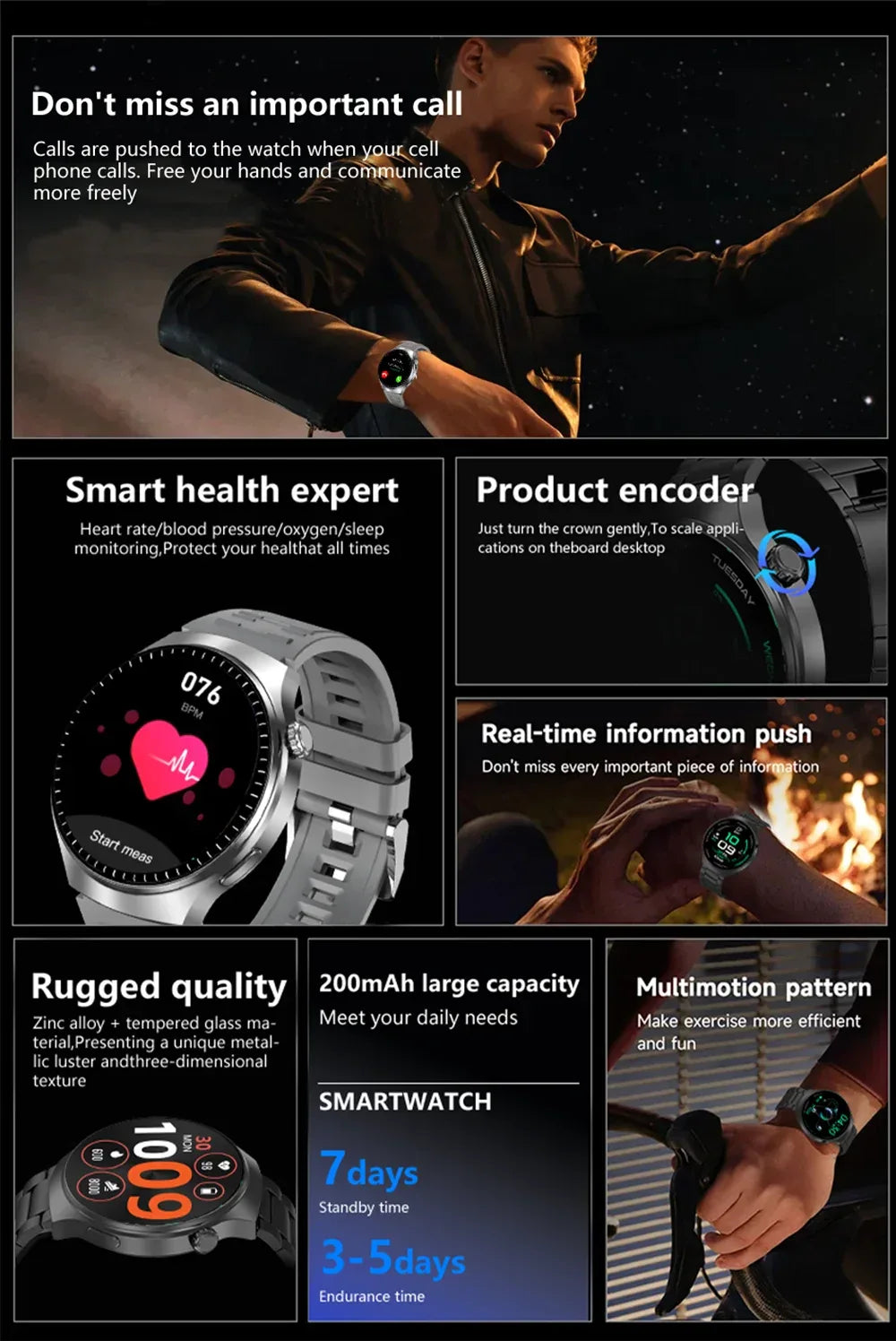 G.L Wear 2025 New Men's Smart Watch HD Display Health Tracking Bluetooth Calling Voice Assistant Sports Smartwatch - Wear444