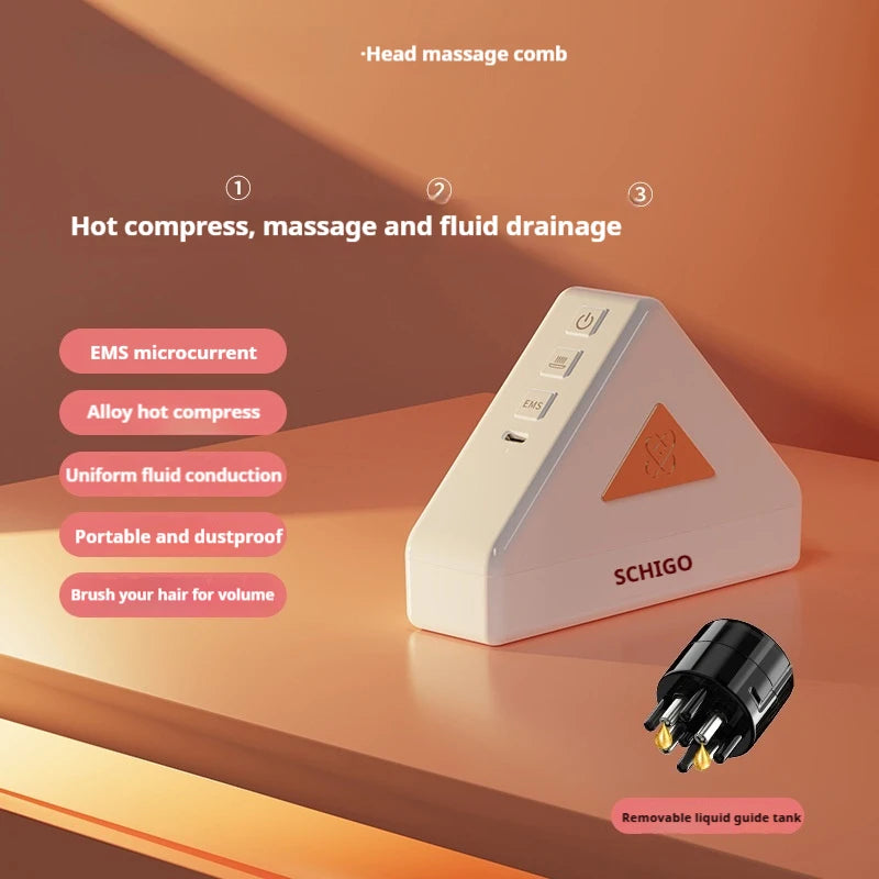 Electric Scalp Applicator Massage Liquid Guide Comb Hair Growth Comb Vibrating Red Light Microcurrent Heating