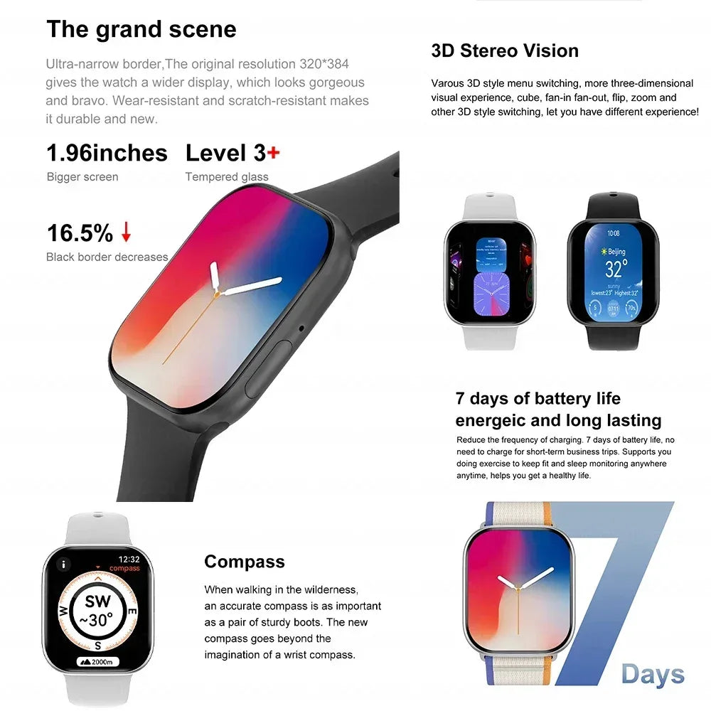 2025 New Original for Apple DT Watch 10 Smart Watch Men AMOLED 4GB Memory Music 3D Surround BT Call Waterproof smart watch Woman - Wear444