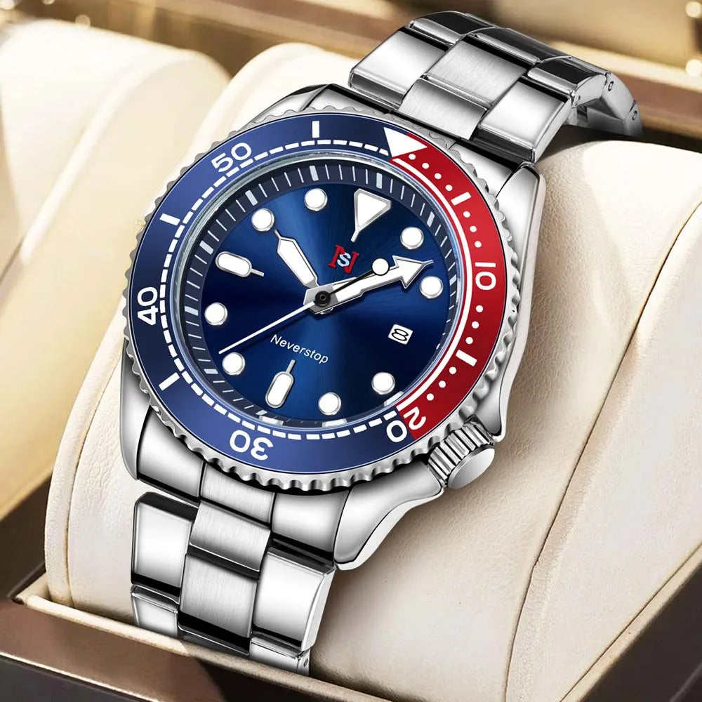 2025 new men's quartz watch fashion classic business men's watch quartz watch men's luminous calendar steel belt watch student
