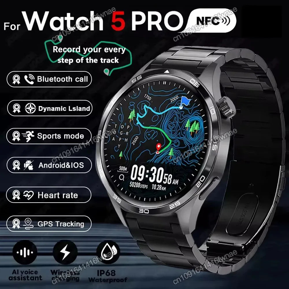 2026 Watch 5 Pro GPS Track Smart Watch Men 360*360 AMOLED Screen BT Call Fitness IP68 Waterproof Health Monitor Man Smartwatches - Wear444