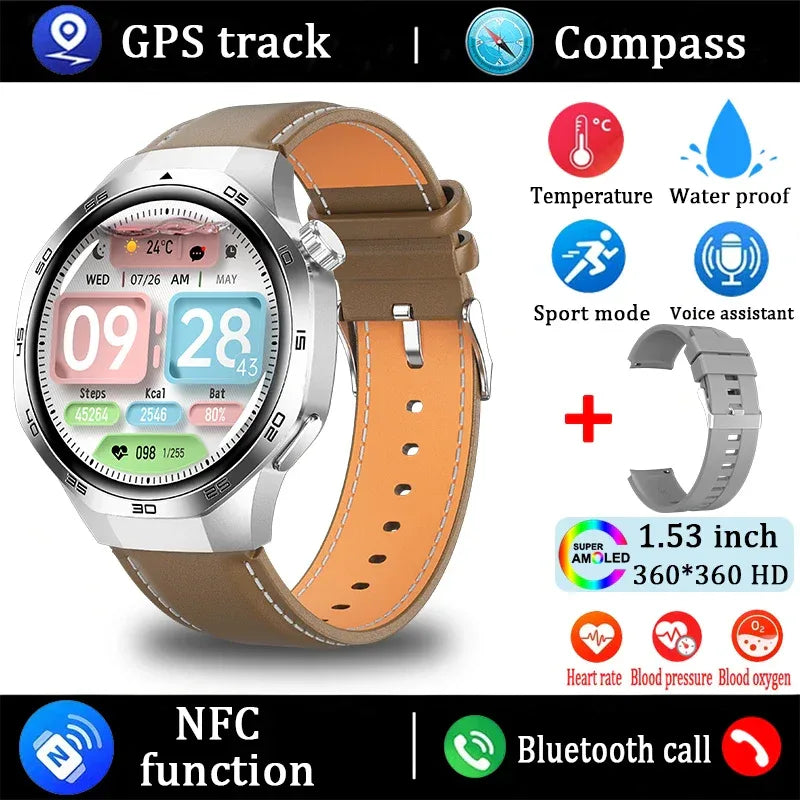 New Watch 5 Pro Smart Watch HD AMOLED Screen GPS Tracker Bluetooth Call Health Monitoring Waterproof Sports SmartWatch Men Women - Wear444