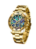 BIDEN Mens Chronograph Stainless Steel Strap Waterproof Date Quartz Watch, Business Casual Wrist Watches