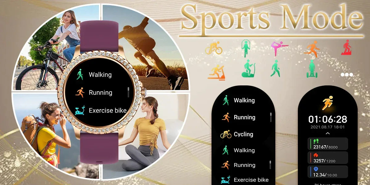 Smart Watch For women - 1.32" Touchscreen Fitness Tracker with Wireless Calls, Music Time Display, Step Counting - Wear444