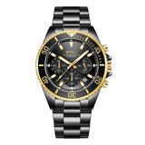 BIDEN Mens Chronograph Stainless Steel Strap Waterproof Date Quartz Watch, Business Casual Wrist Watches
