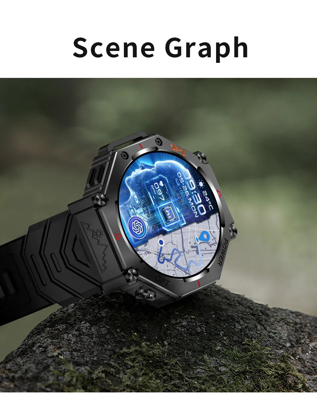 Military Smart Watch T-Rex 3 Bulit-in GPS Compass Altimeter Barometric 10ATM IP69K Waterproof AMOLED Bluetooth Call Smart watch - Wear444
