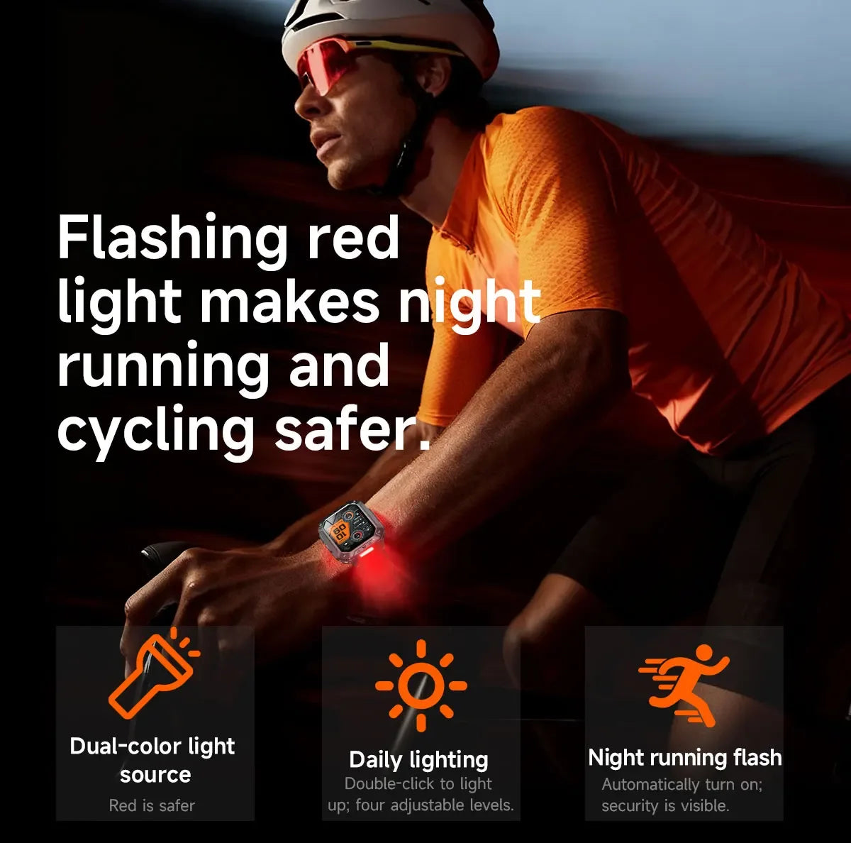 Robust military smart watch 1400Mah battery fitness tracking 10ATM waterproof tactical sports flashlight men's phone watch - Wear444