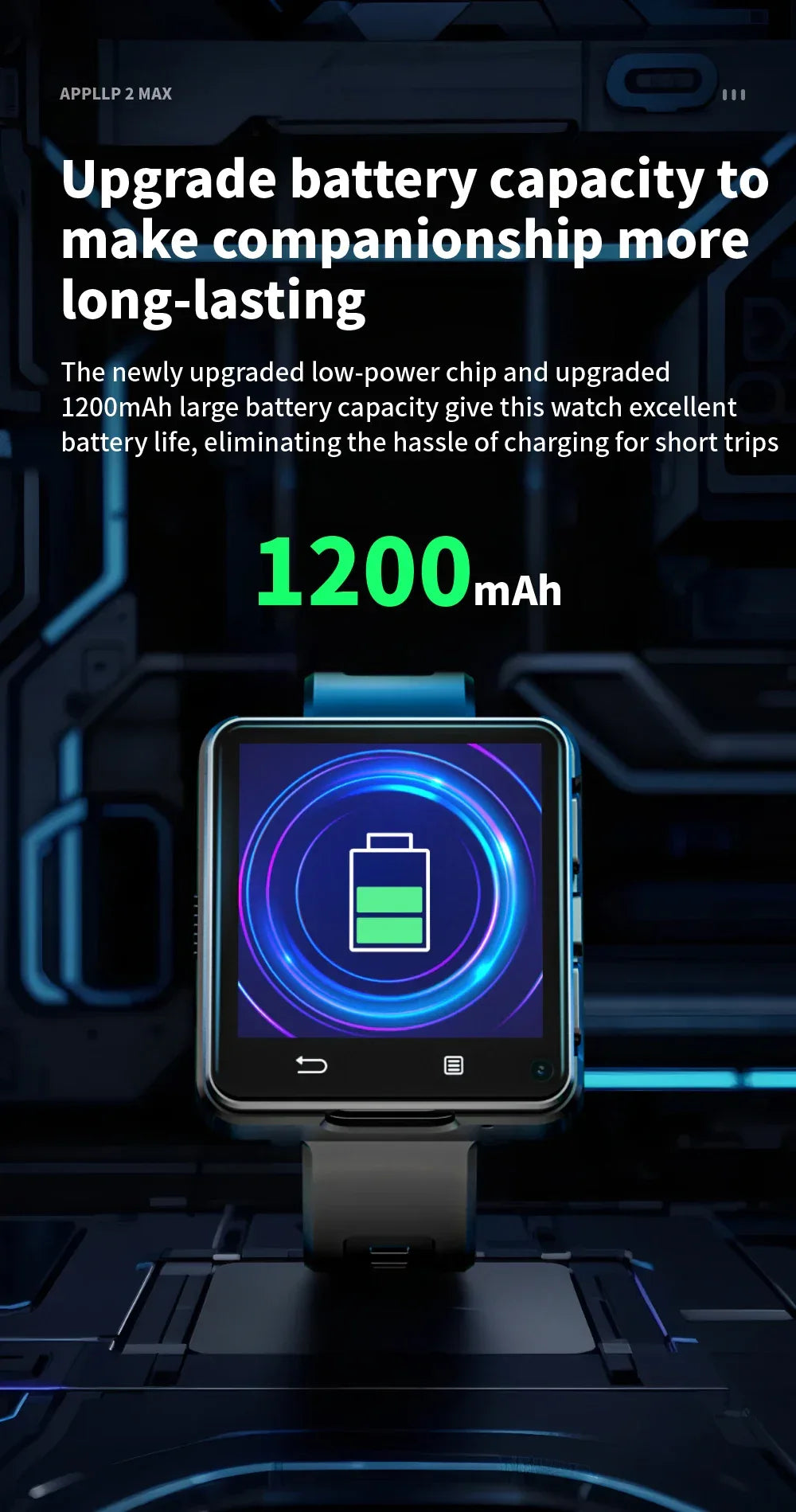 LOKMAT New APPLLP 2 MAX Dual Camera Android 11 Watch Phone Wifi Videos Calls Smart Watch Network Detachable Strap Mini Phone - Wear444