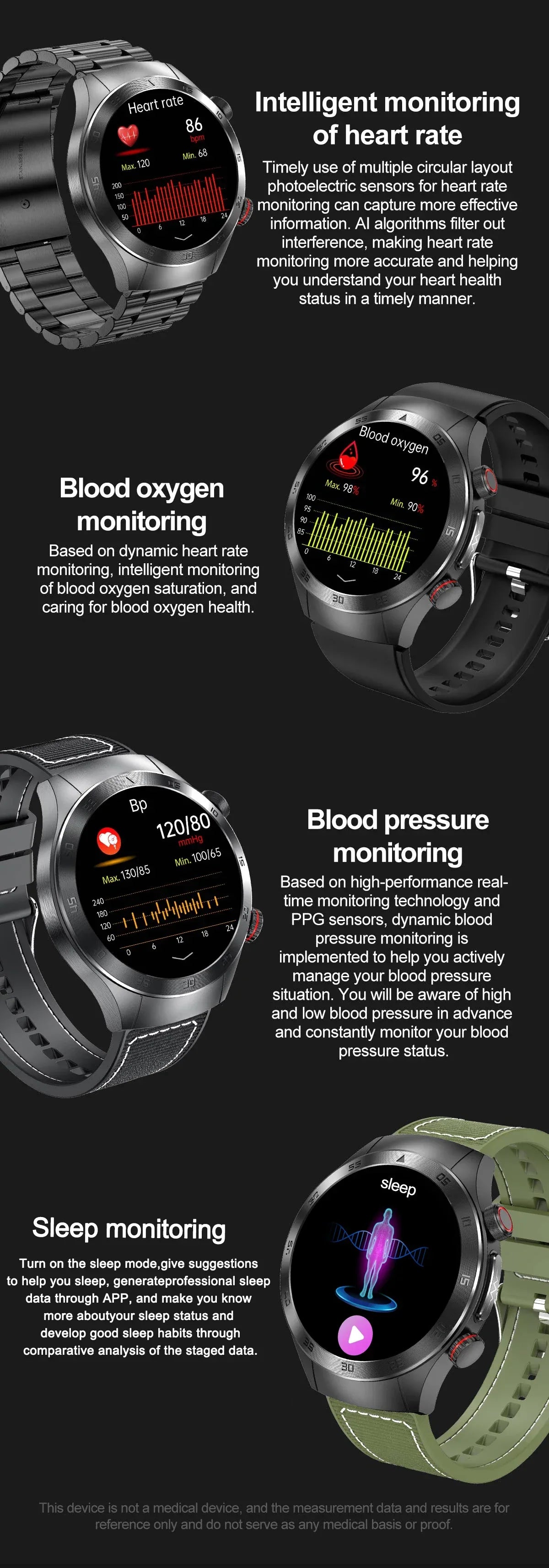 For Xiaomi Precise Laser Therapy Bracelet Uric Acid Blood Lipid ECG+PPG Health Smart Watch Bluetooth Call Smartwatches 2025 New - Wear444