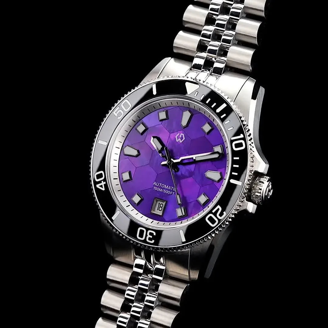 WISHDOIT MOP dial close-up shimmering mother of pearl — Wear444