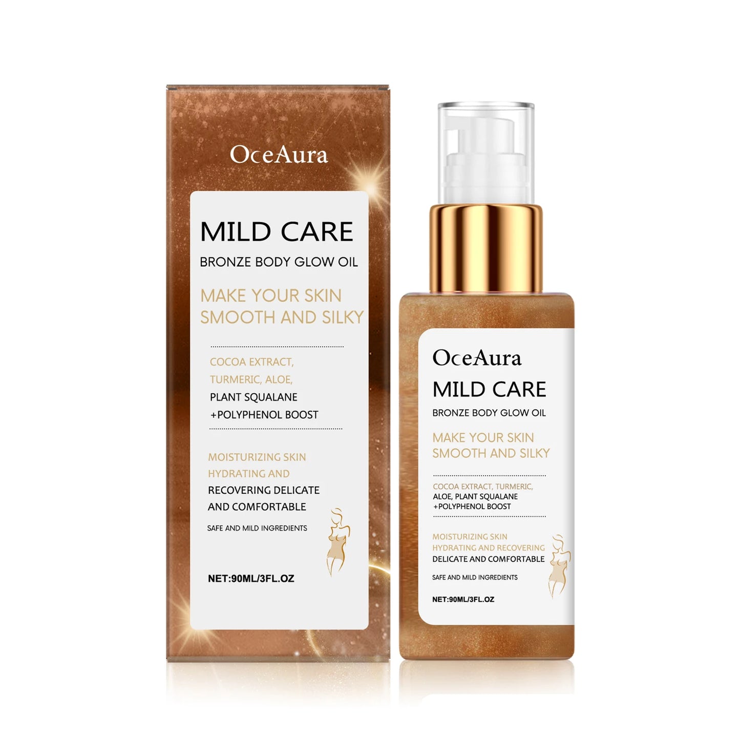 Body Shimmer Oil Bronze Body Shimmer Glow Waterproof Smooth Highlight Silky Not Clog Pore Brighten Makeup Shine Liquid for Party