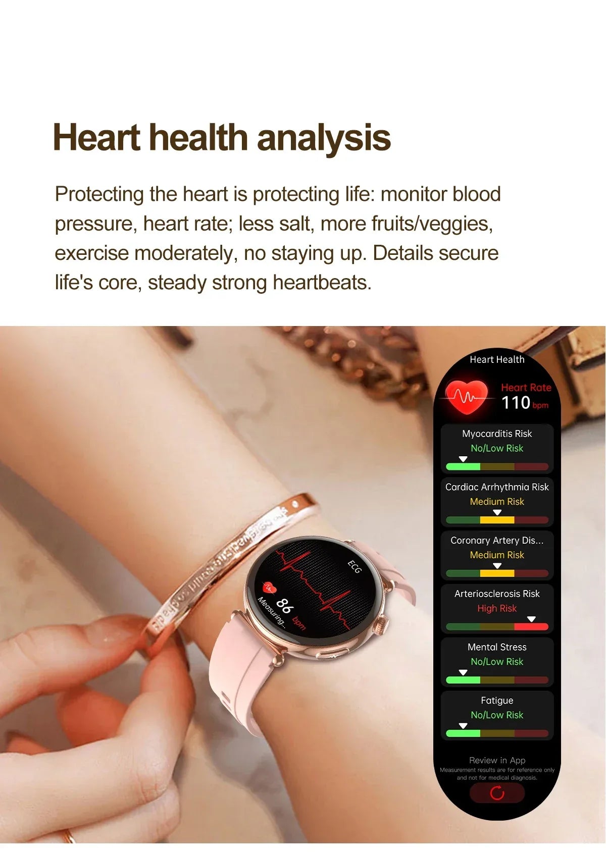 2026 New Women AI Smart Diagnosis Smart Watch HRV+ECG Uric Acid Blood Oxygen Health Monitor IP68 Waterproof Sports Smartwatches - Wear444