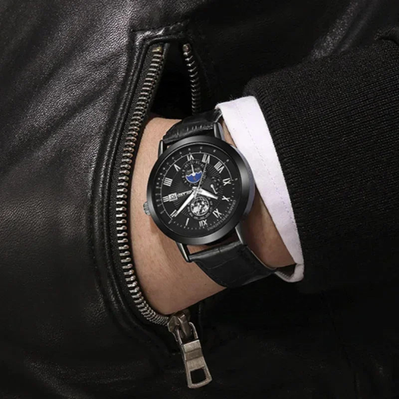 New men's quartz watch Leather Mens Luxury Business gentlemanliness Quartz Wrist Watch for Business activity